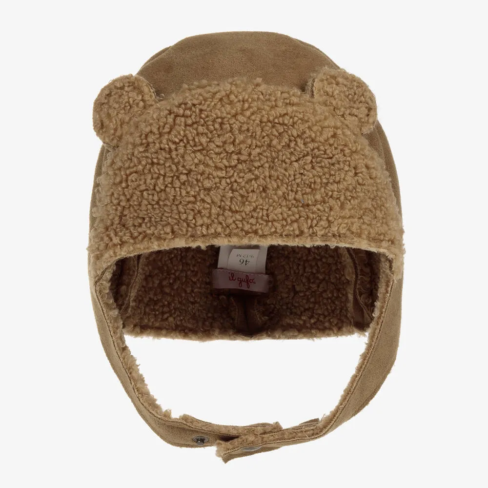 Boys Tan Brown Teddy Hat