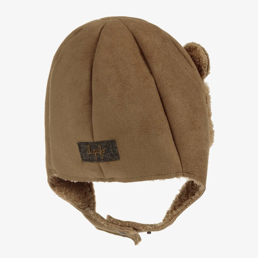 Boys Tan Brown Teddy Hat