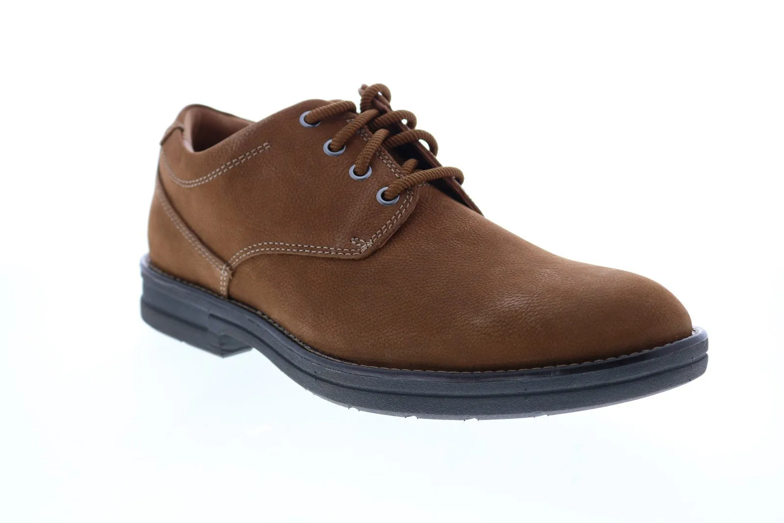 Brown Wide Nubuck Plain Toe Oxfords for Men