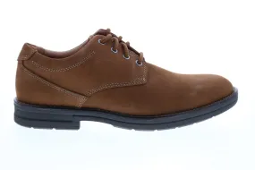 Brown Wide Nubuck Plain Toe Oxfords for Men