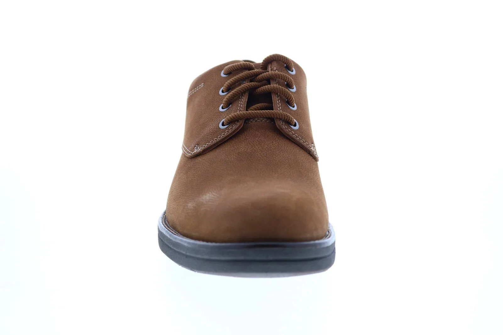 Brown Wide Nubuck Plain Toe Oxfords for Men