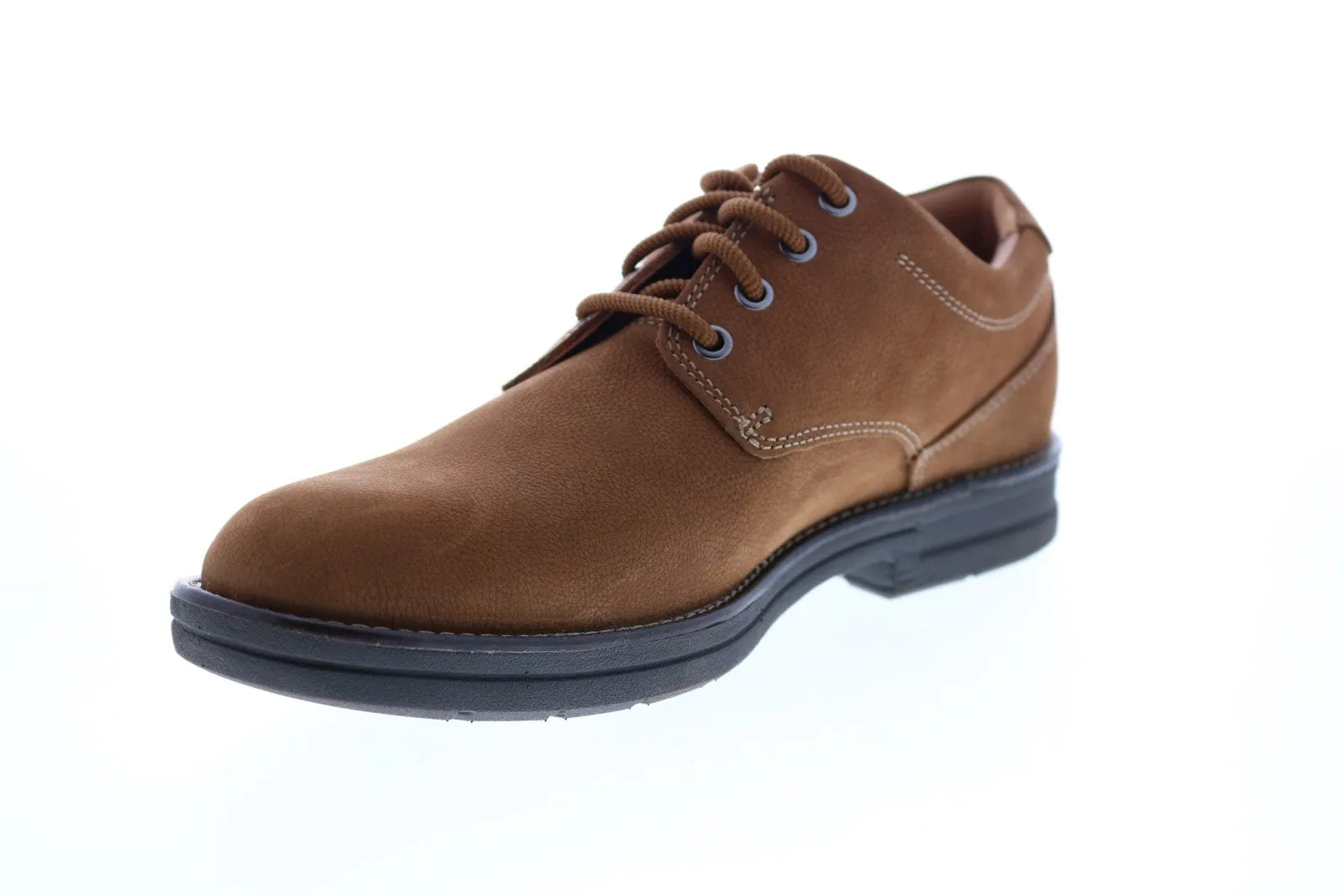 Brown Wide Nubuck Plain Toe Oxfords for Men