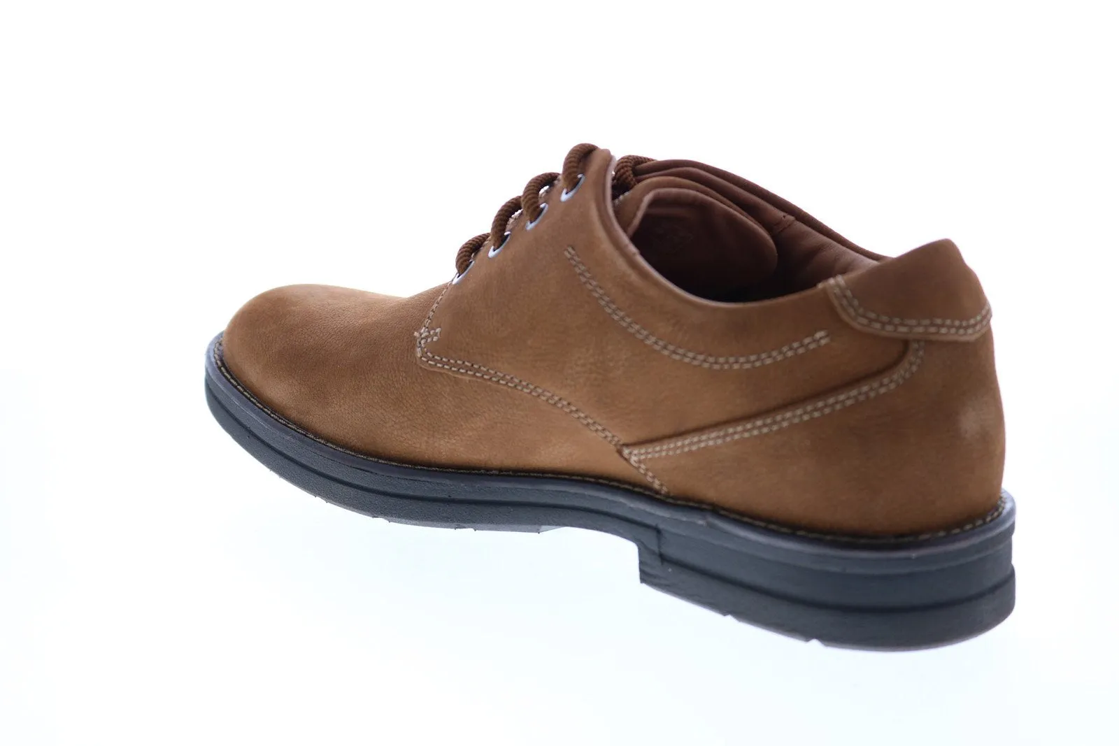 Brown Wide Nubuck Plain Toe Oxfords for Men