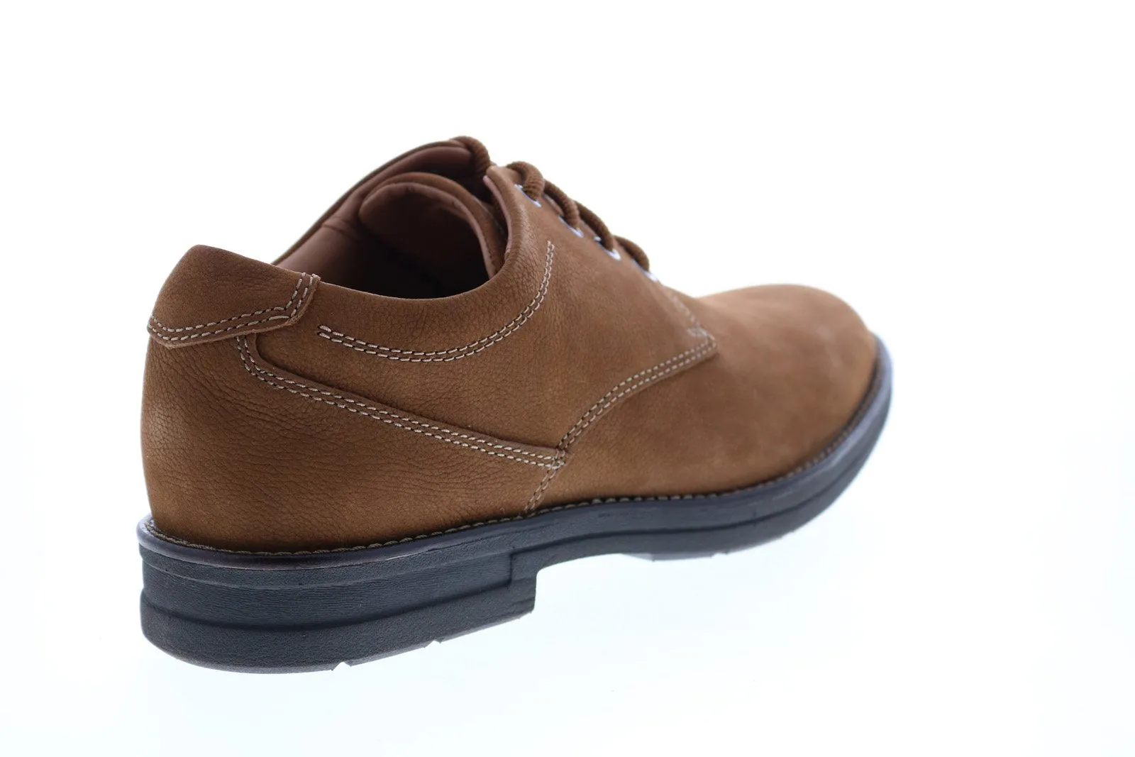 Brown Wide Nubuck Plain Toe Oxfords for Men