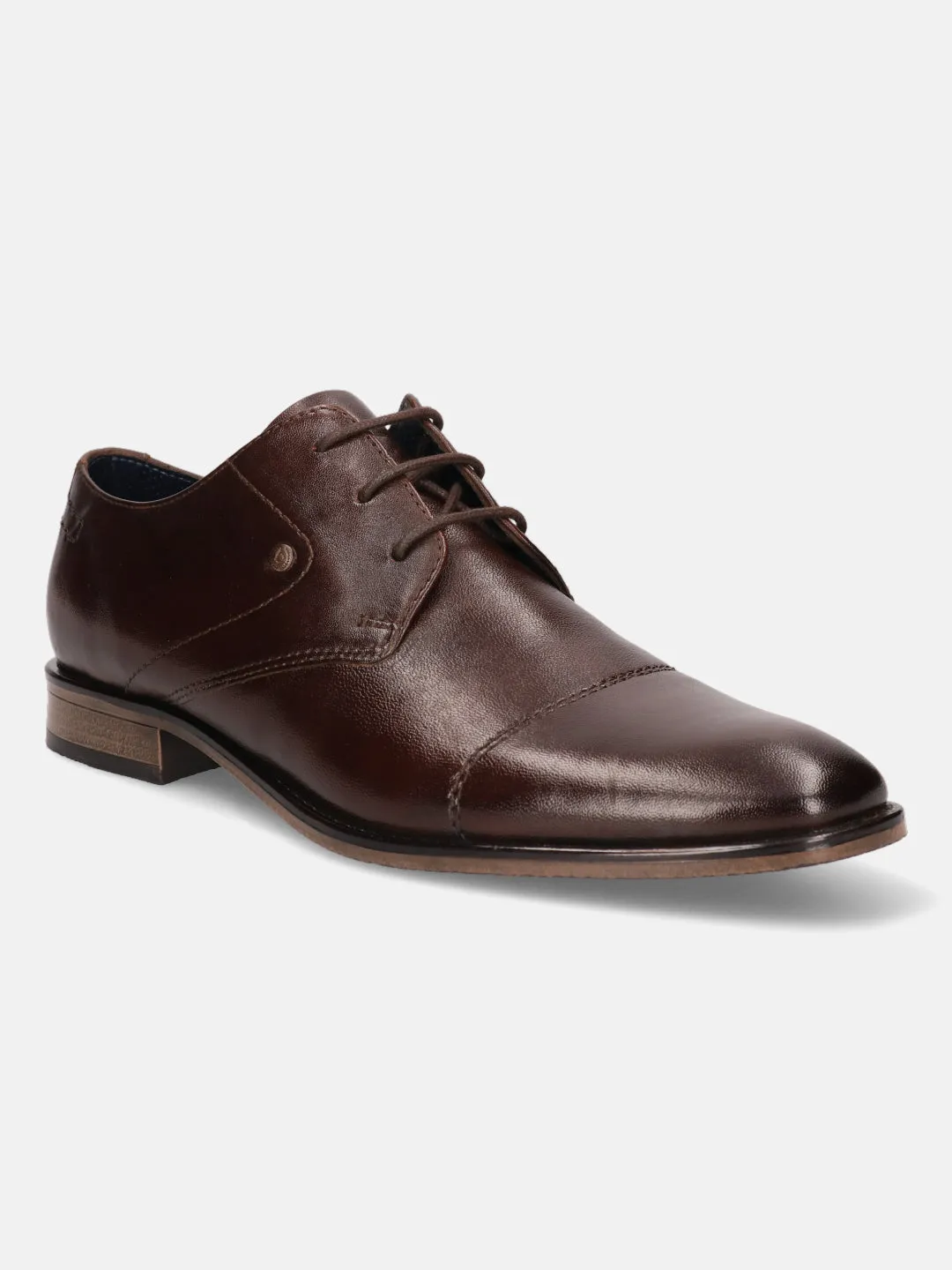 bugatti Brown Premium Leather Formal Derby Shoes