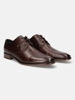 bugatti Brown Premium Leather Formal Derby Shoes