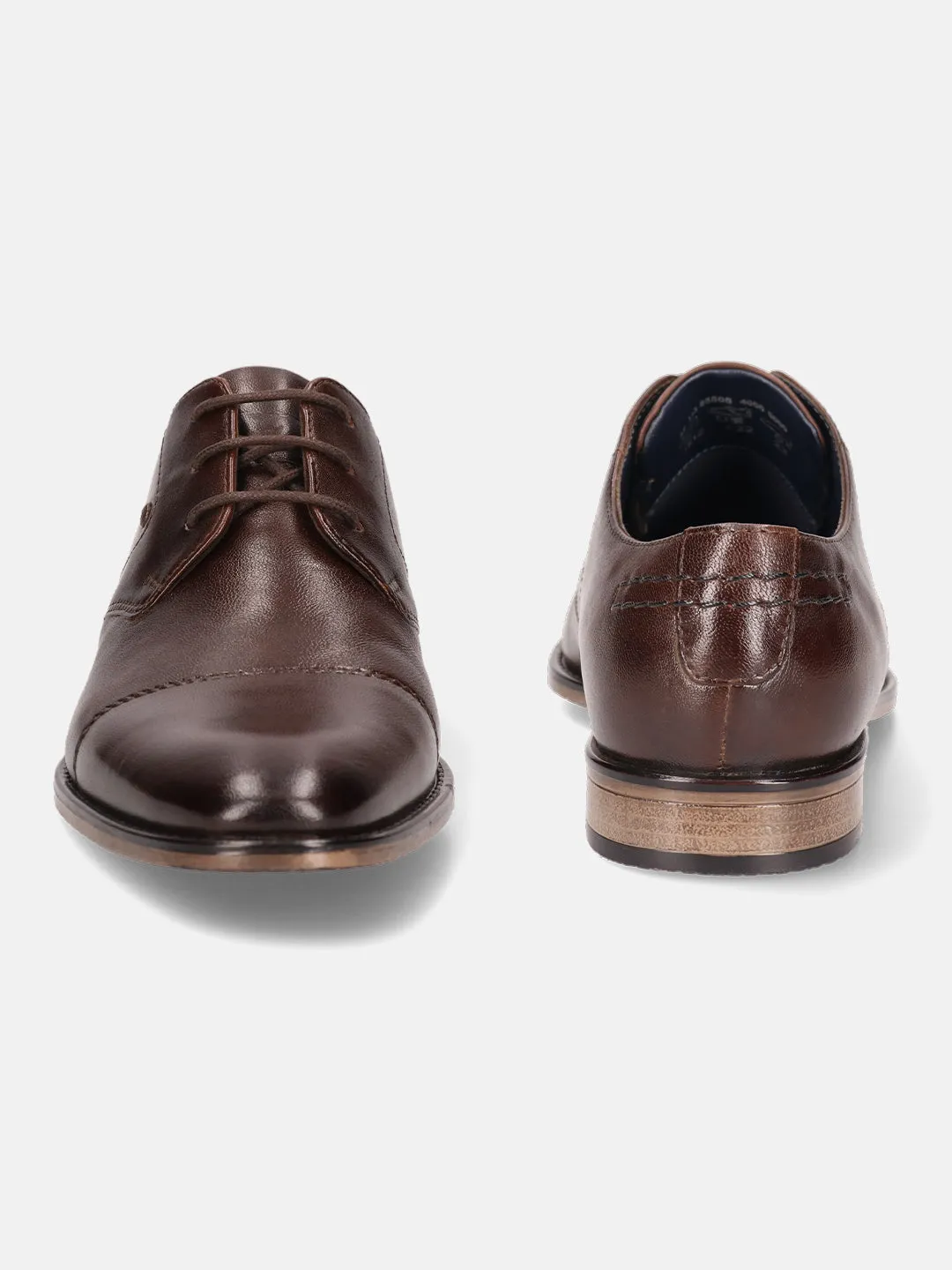 bugatti Brown Premium Leather Formal Derby Shoes