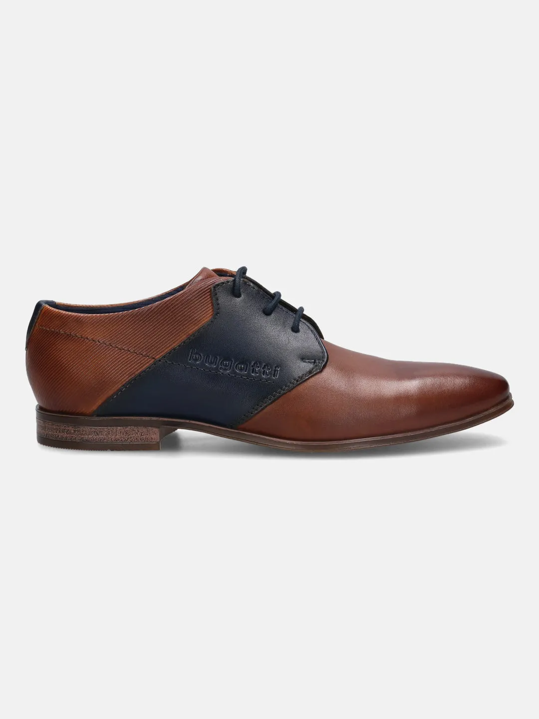 bugatti Cognac & Dark Blue Premium Leather Derby Shoes