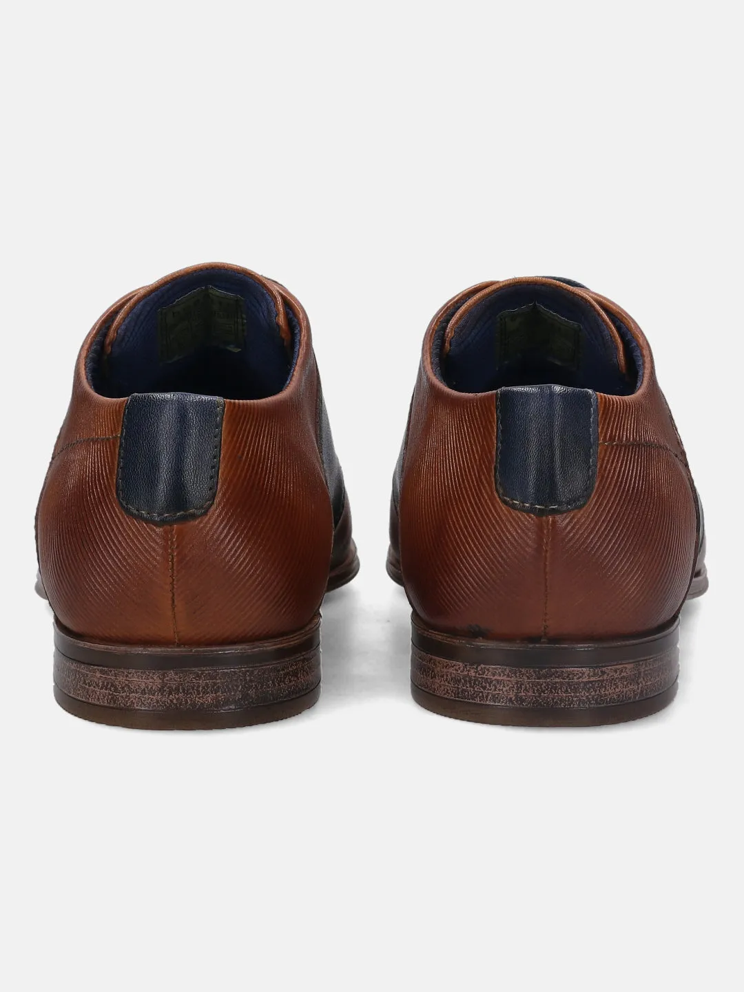 bugatti Cognac & Dark Blue Premium Leather Derby Shoes