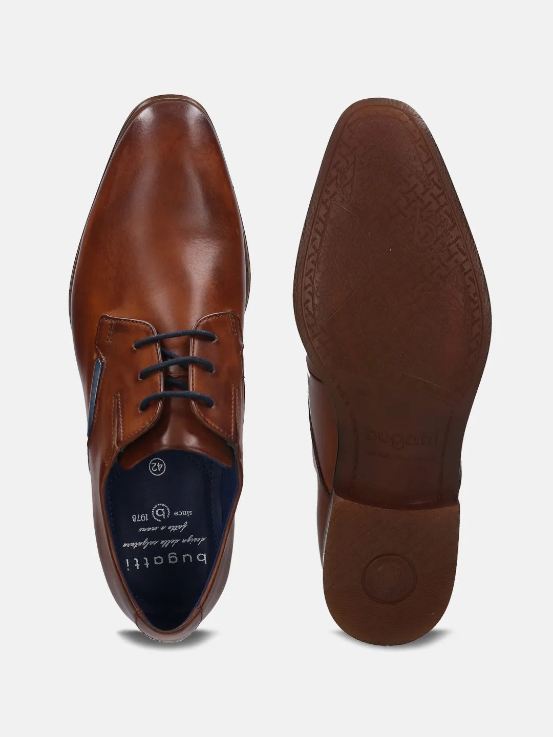 bugatti Cognac Premium Leather Derby Shoes