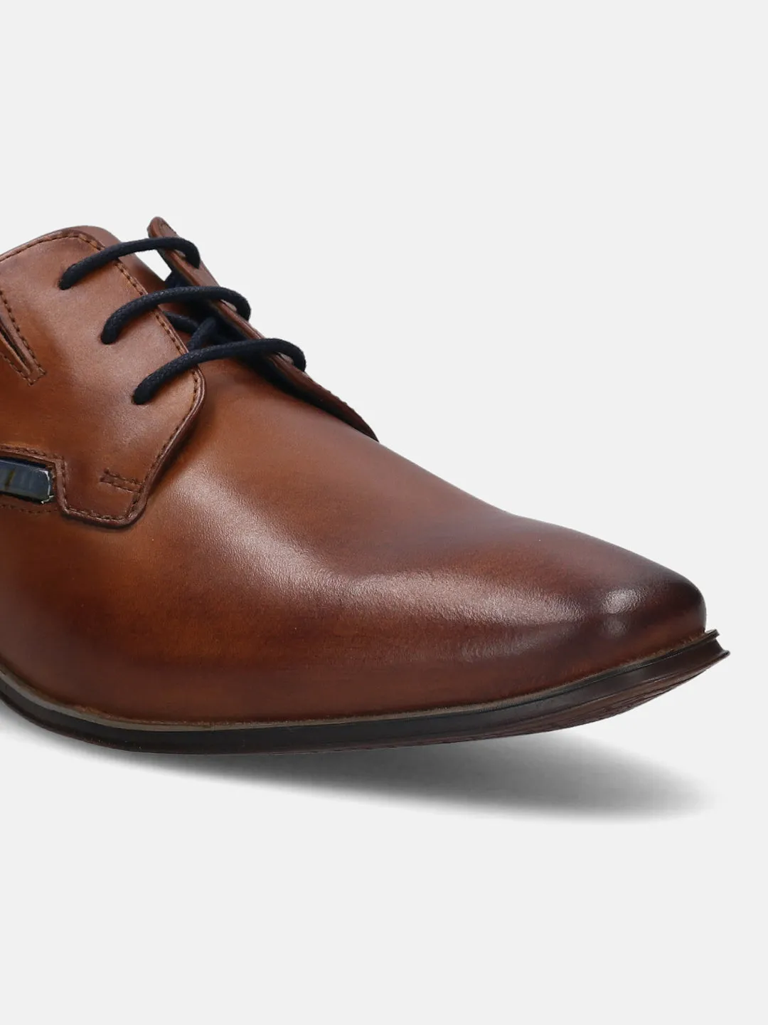 bugatti Cognac Premium Leather Derby Shoes