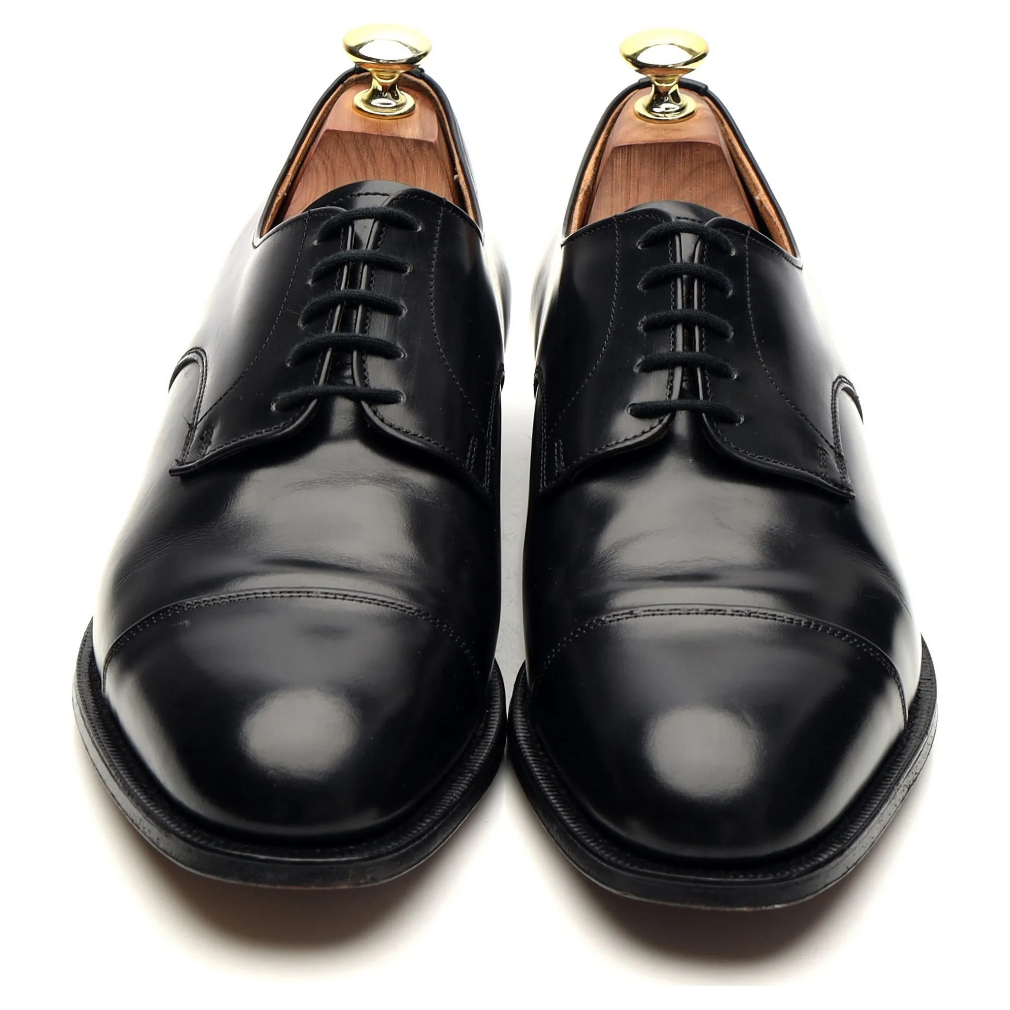 'Burford' Black Leather Cap Toe Derby UK 7.5 F