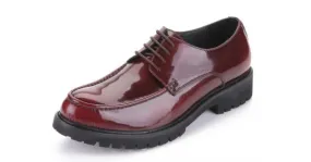 Burgundy Patent Leather Lace-Up Platforms Men's Oxfords Dress