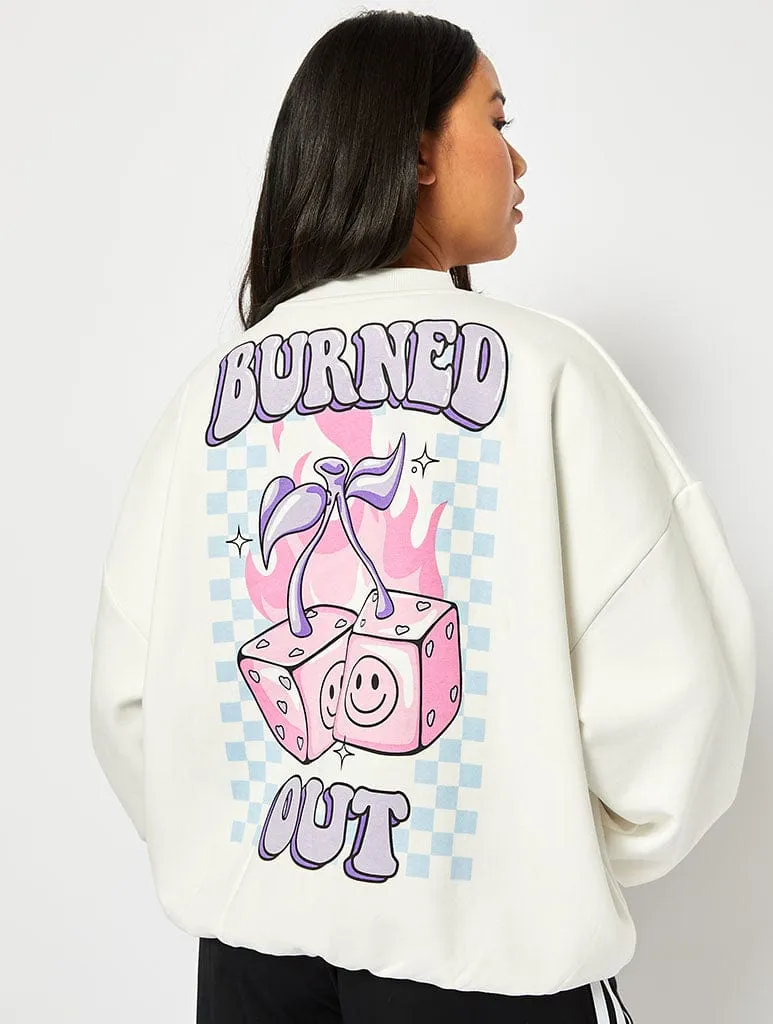 Burned Out Ecru Oversized Sweatshirt