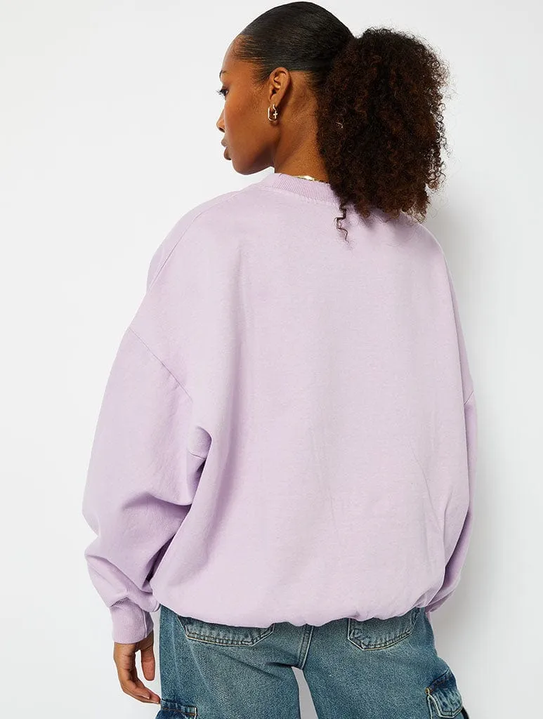 Call Me Antisocial Lilac Oversized Sweatshirt