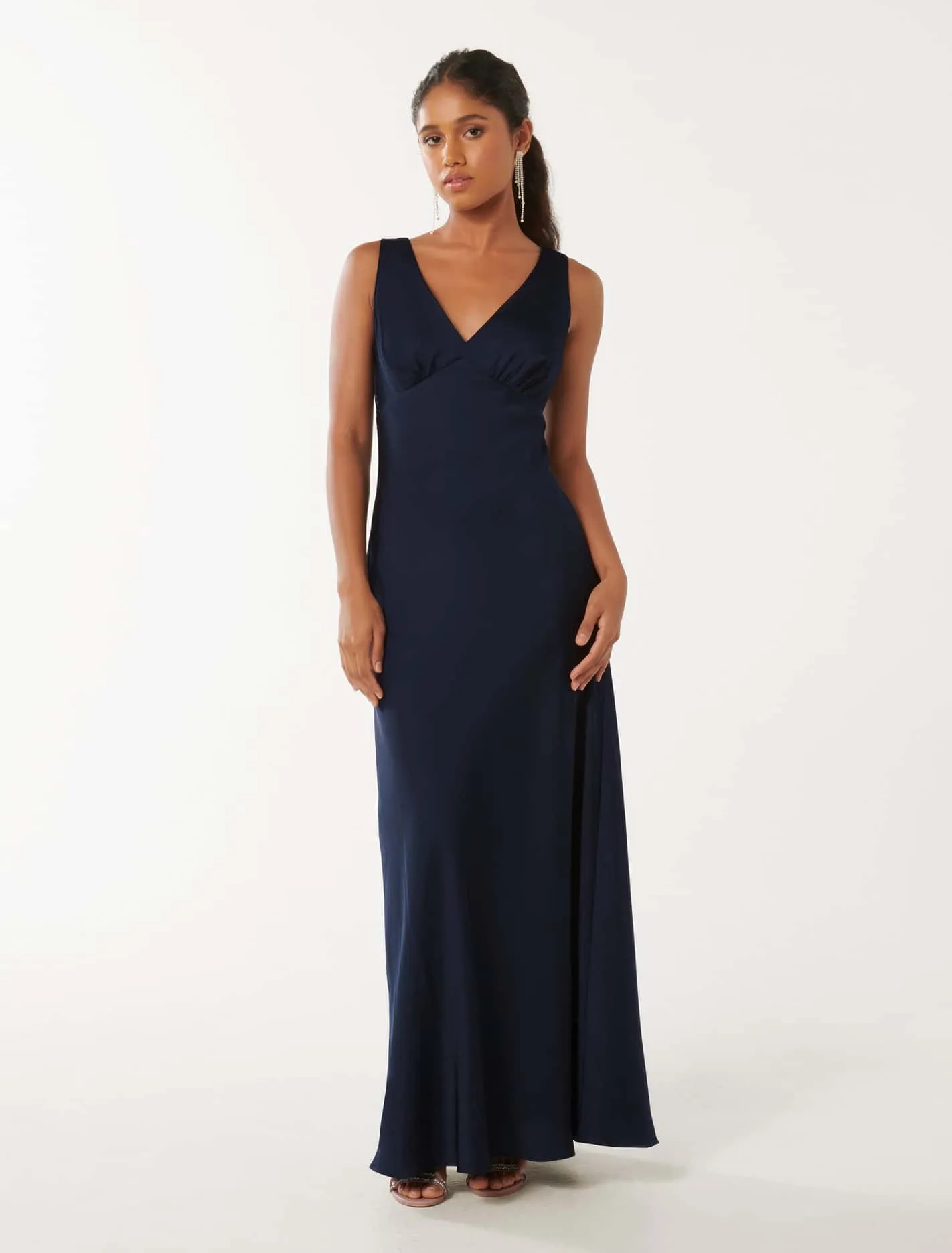 Cameron Petite V-Neck Satin Maxi Dress