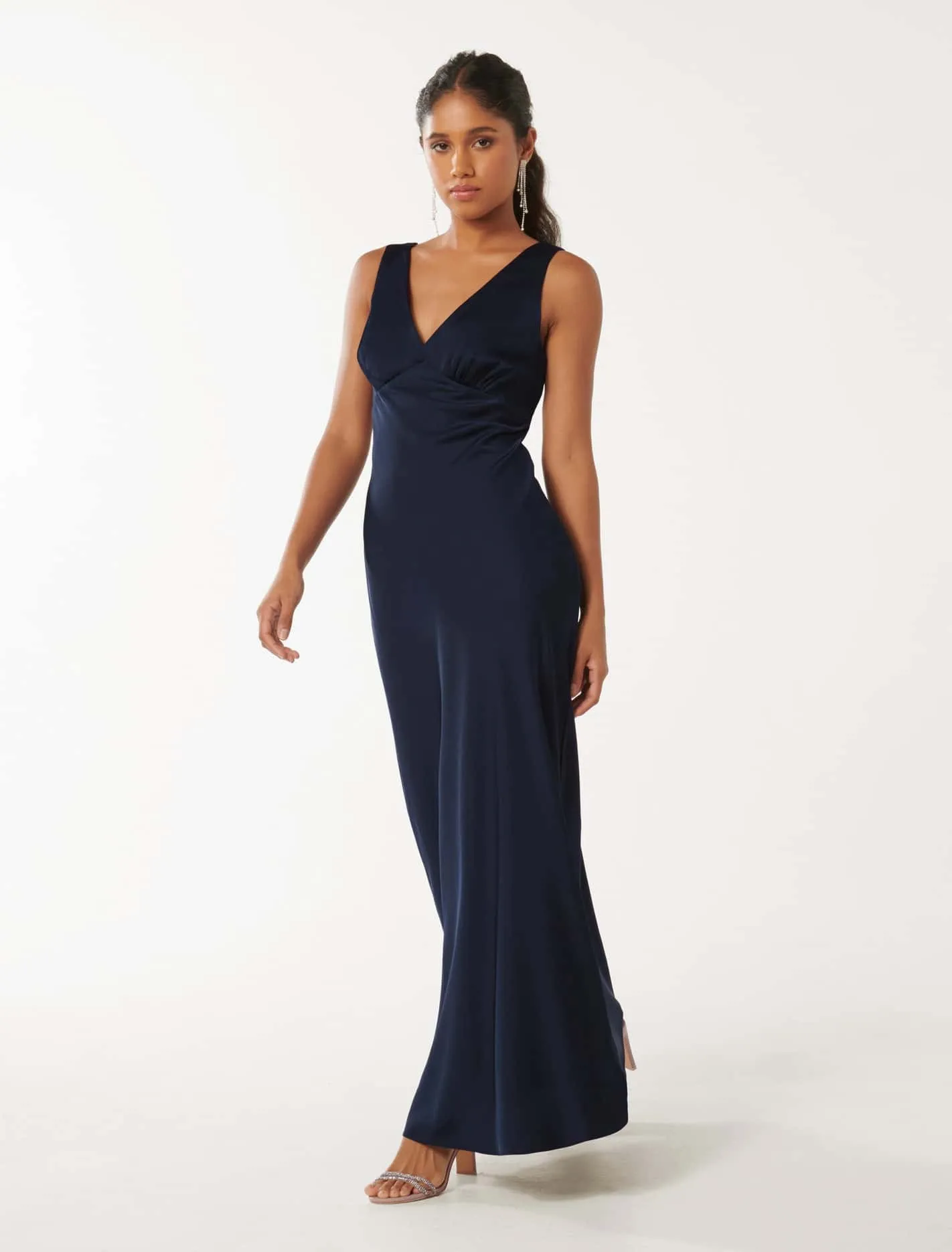 Cameron Petite V-Neck Satin Maxi Dress