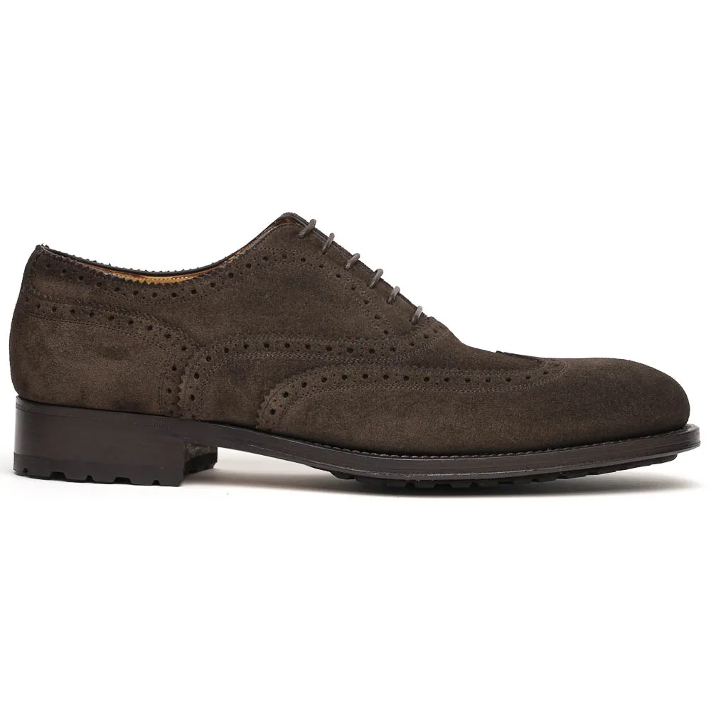 Classic Caporicci Dark Brown Suede Wingtip Oxfords