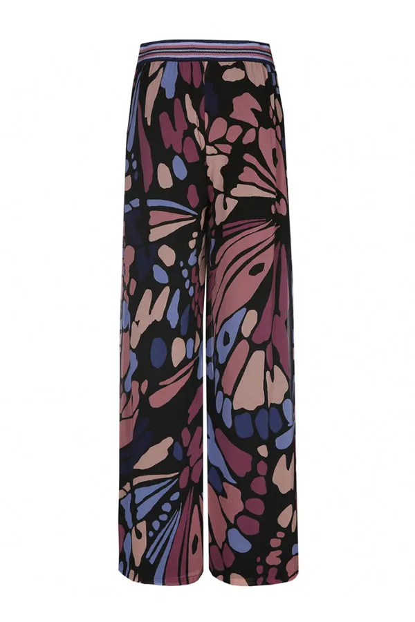 Caroline Biss BUTTERFLY PRINT LOOSE WIDE TROUSERS