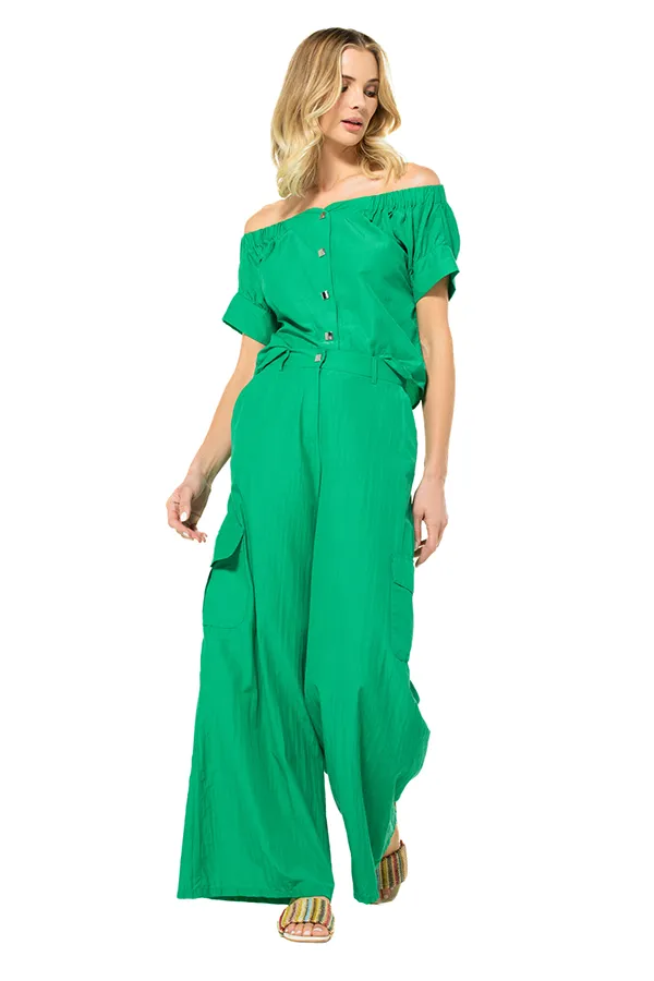 Caroline Biss JADE WIDE COTTON-MIX TROUSERS