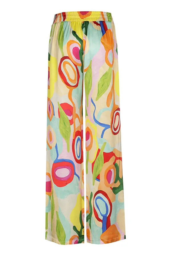 Caroline Biss MULTICOLOR PRINT LOOSE STRAIGHT TROUSERS