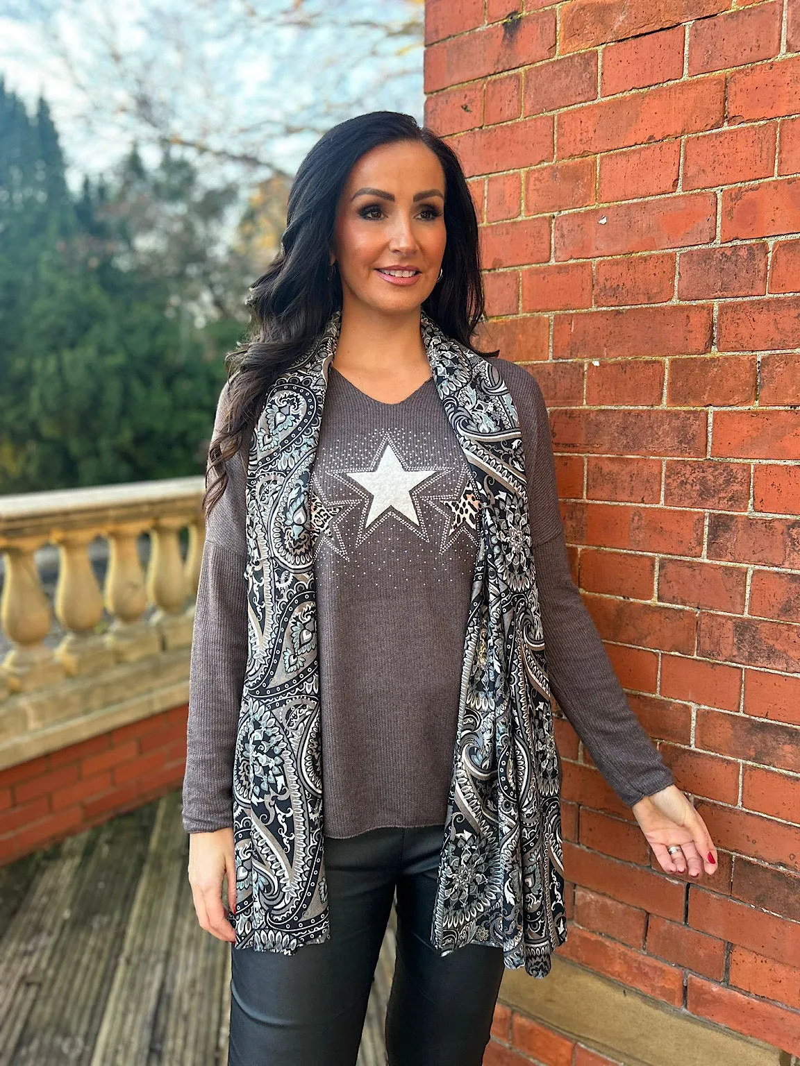 V Neck Sparkle Star Knit Chloe