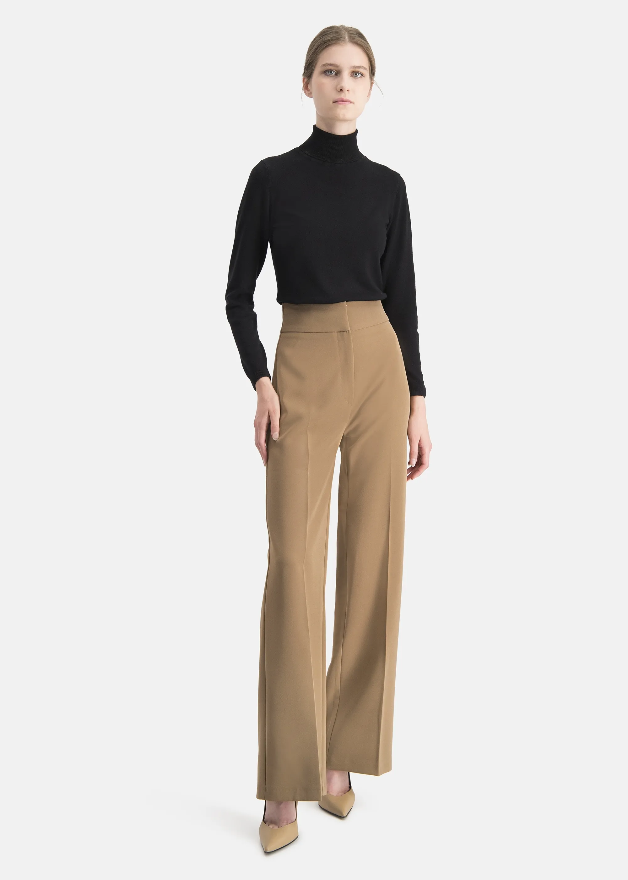 Classic wide-leg trousers CORINO in BEIGE