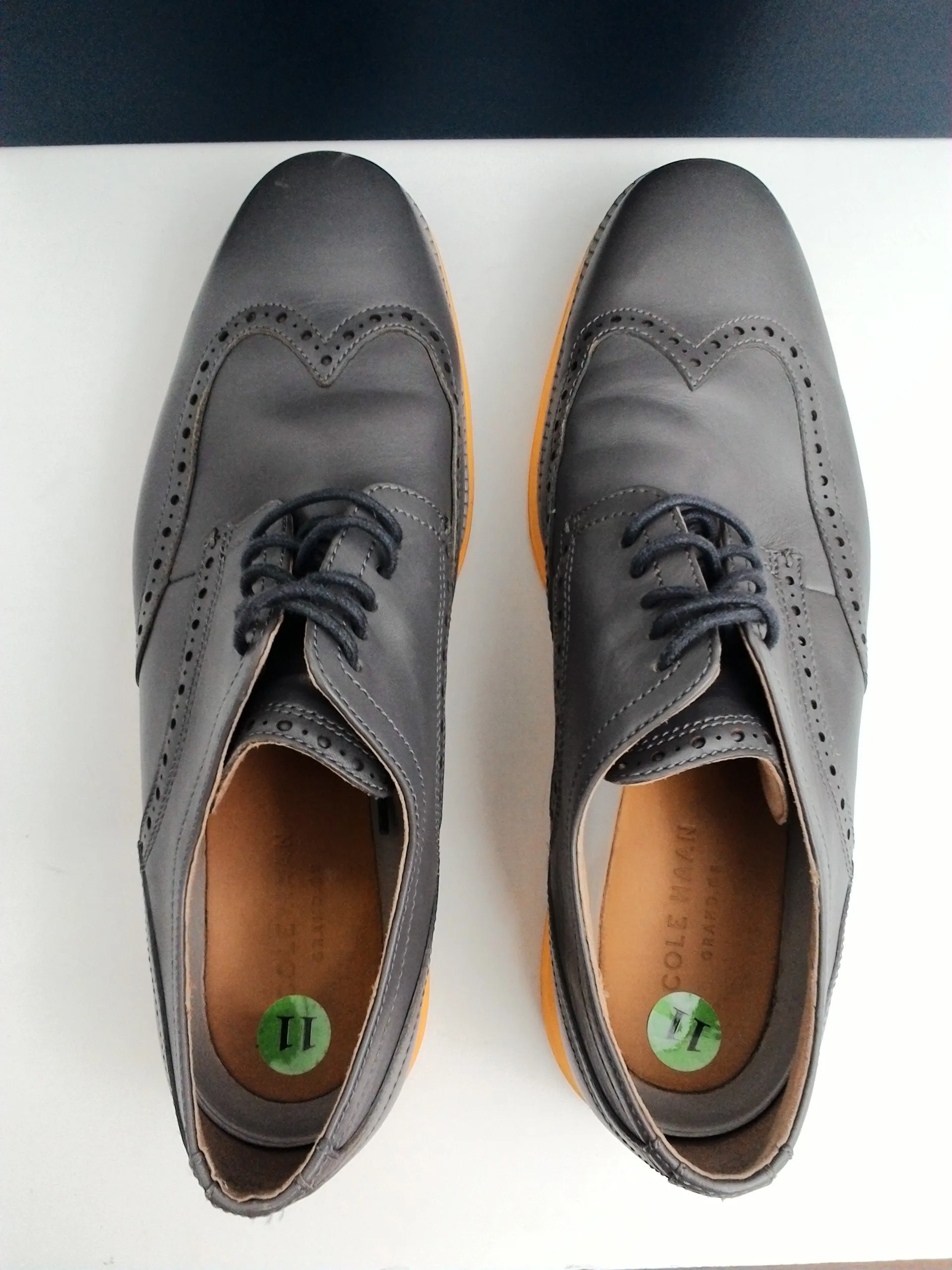 Cole Haan Men's Original Grand Wingtip Oxfords Gray Size 11 Medium.