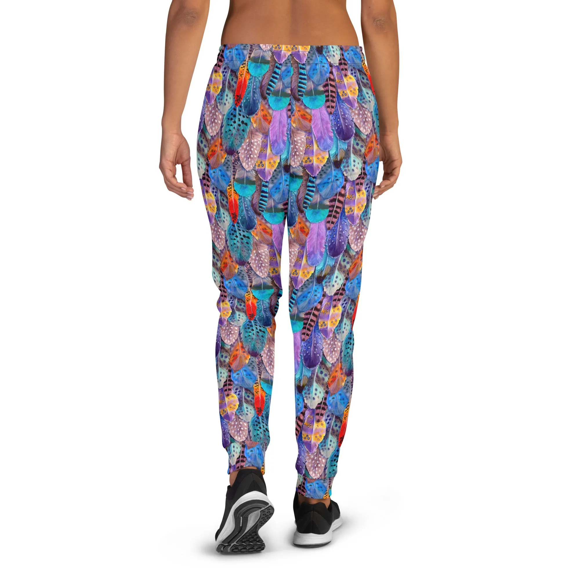 Colorful Feathers Print Women's Slim Fit Joggers