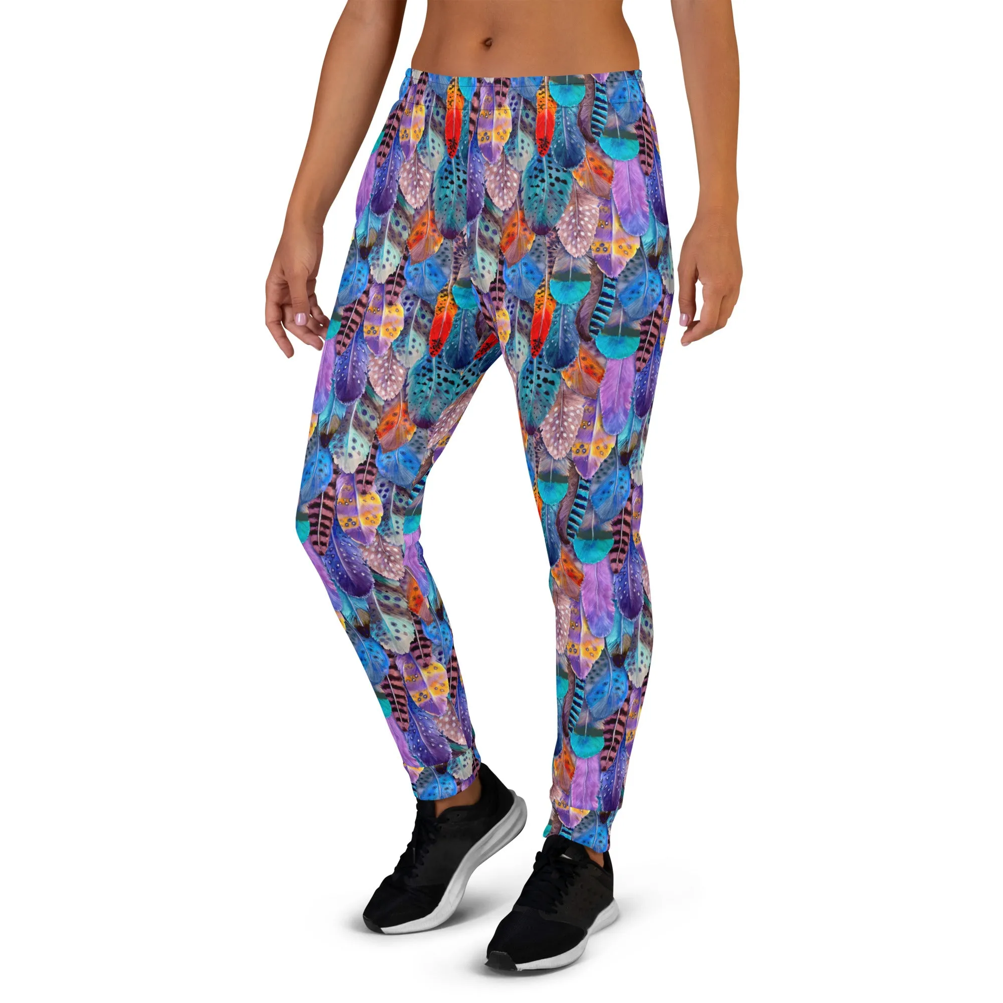 Colorful Feathers Print Women's Slim Fit Joggers