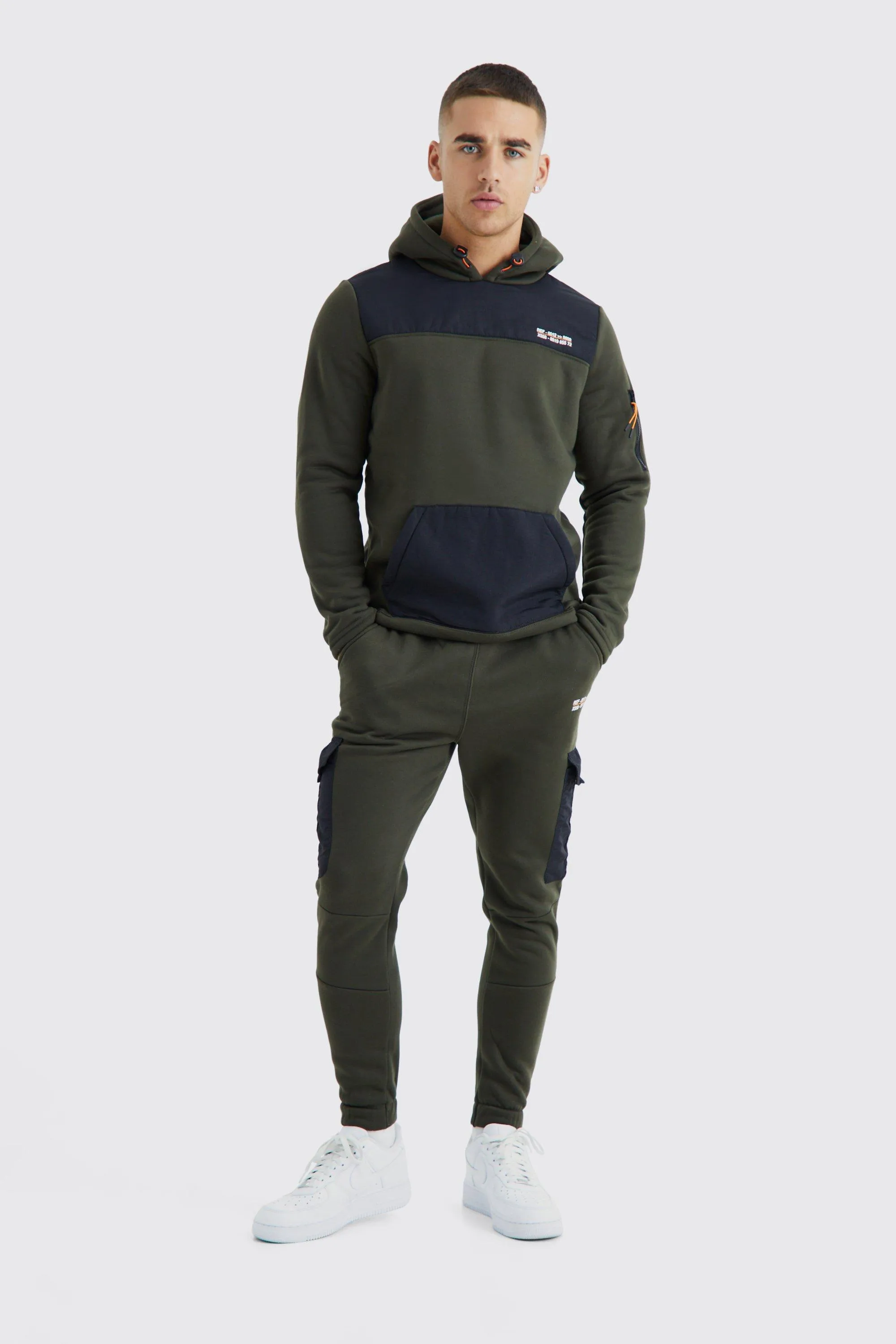 Colour Block Hooded Tracksuit | boohooMAN UK