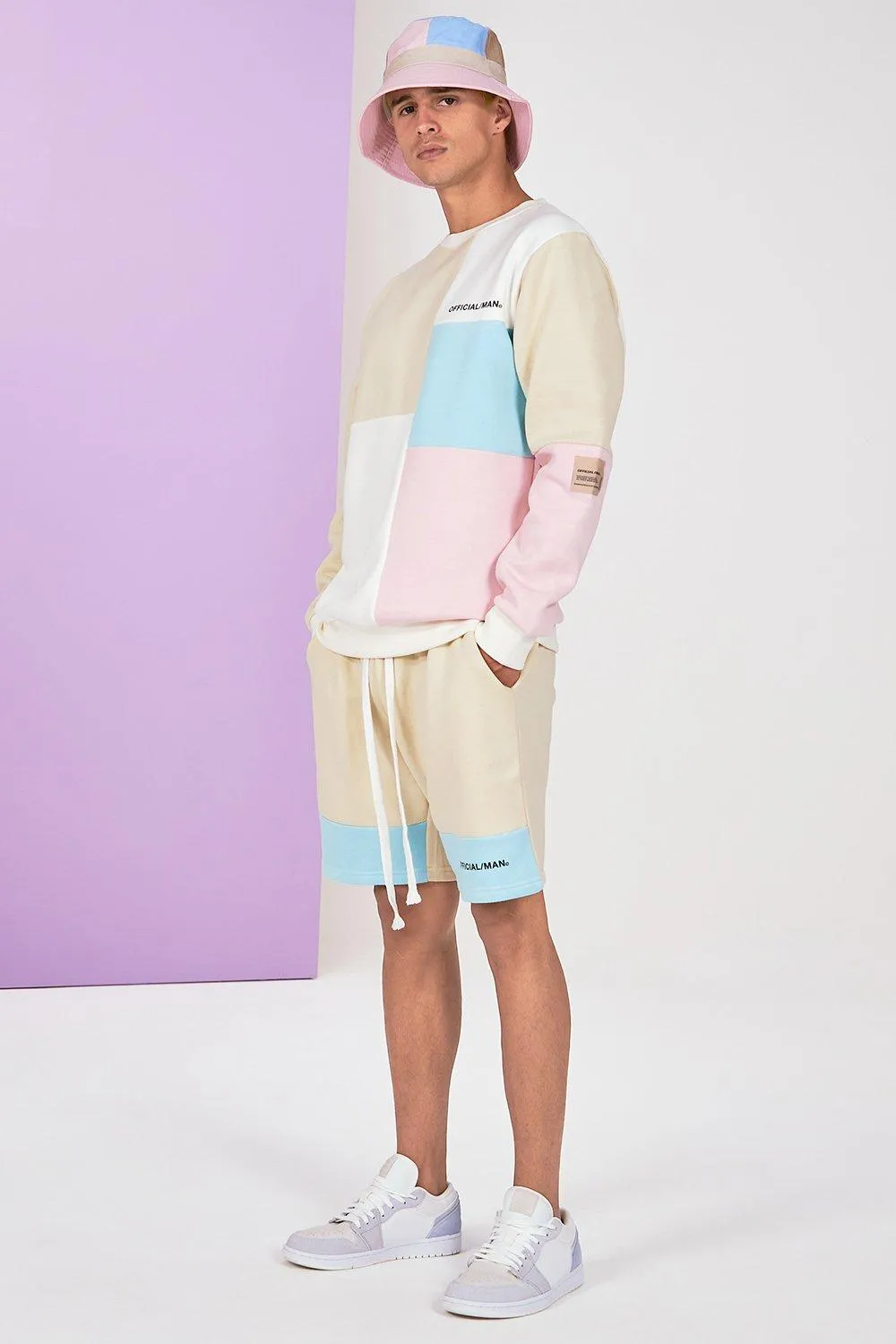 Colour Block Tracksuit With Short | boohooMAN UK