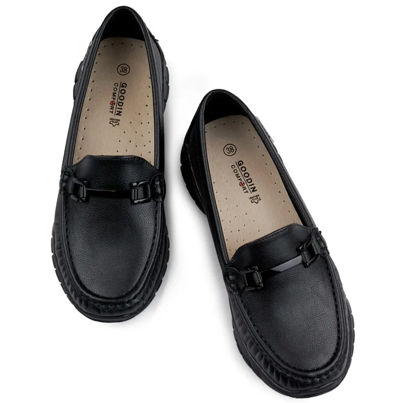 Comfortable soft black women's moccasins