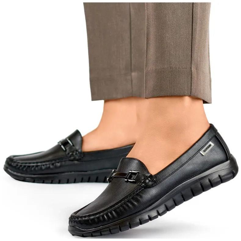 Comfortable soft black women's moccasins