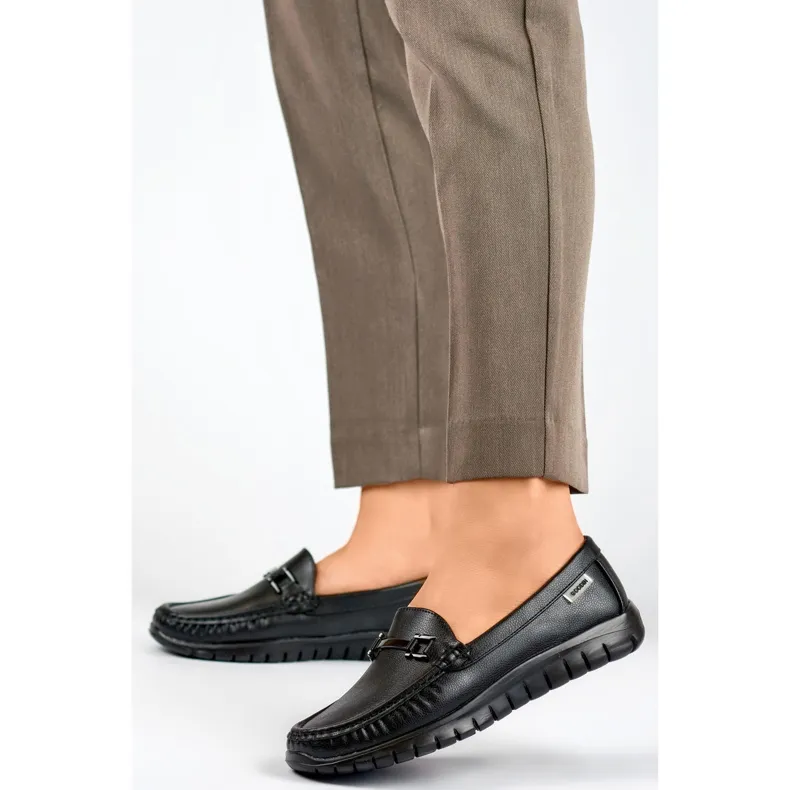 Comfortable soft black women's moccasins