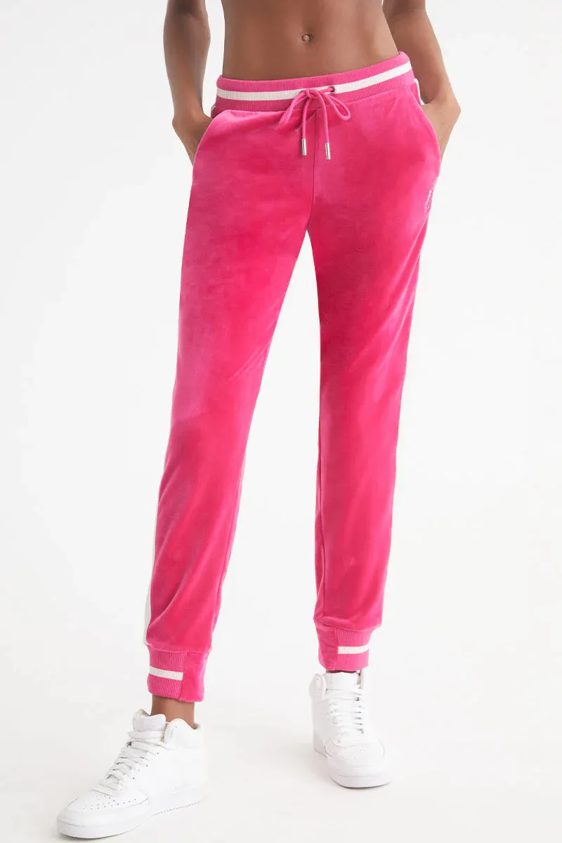 Contrast Rib Velour Joggers - Free Love