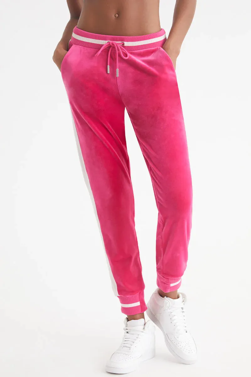 Contrast Rib Velour Joggers - Free Love