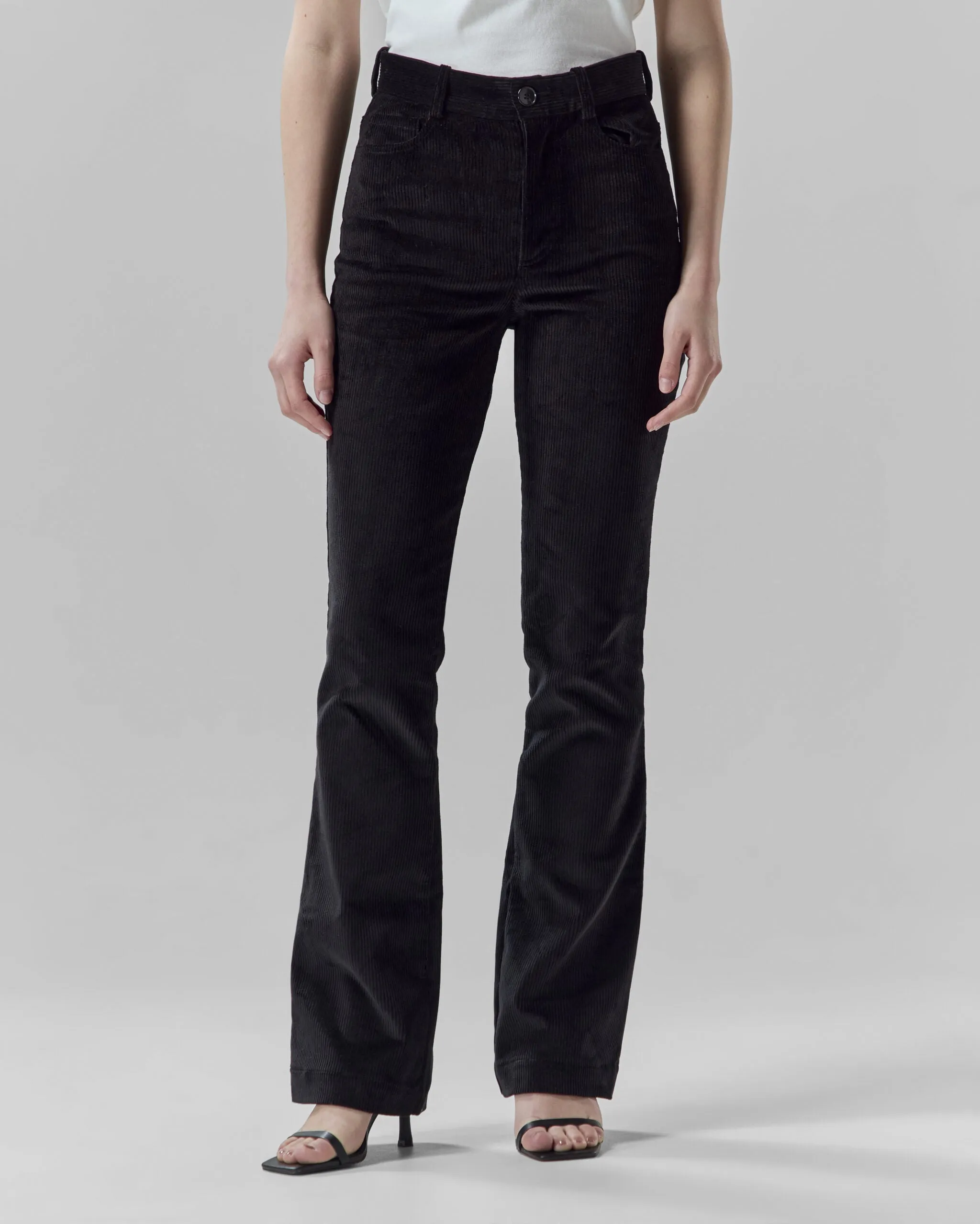 Corduroy Flare Trousers | Black