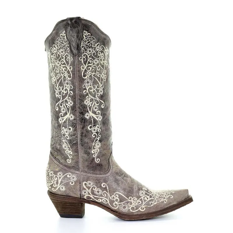 Corral Brown Bone Embroidery Western Boot Collection.