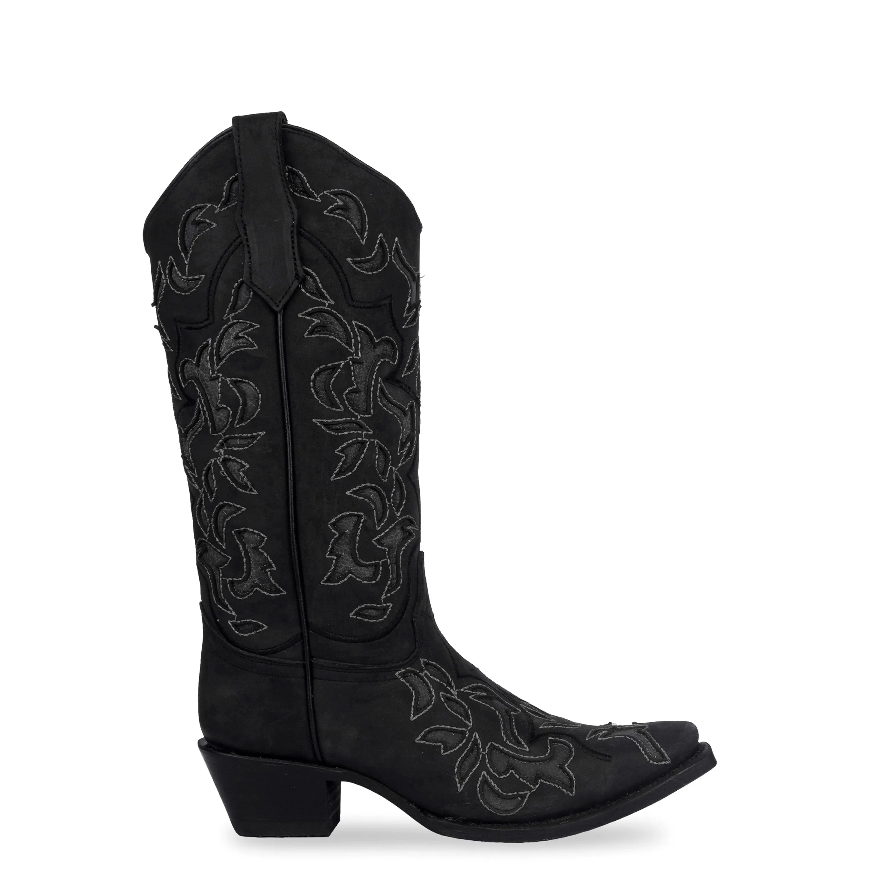 Corral Women's Inlay & Embroidery Black/Grey Western Boots - Snip Toe  L6033