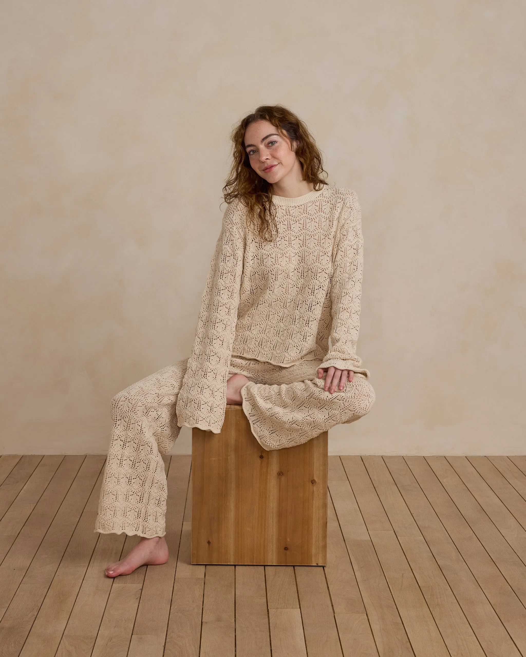 Crochet Knit Pullover || Natural