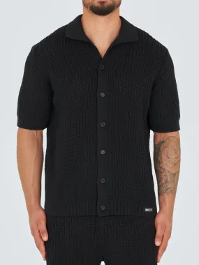 Crochet Knit Shirt - Black