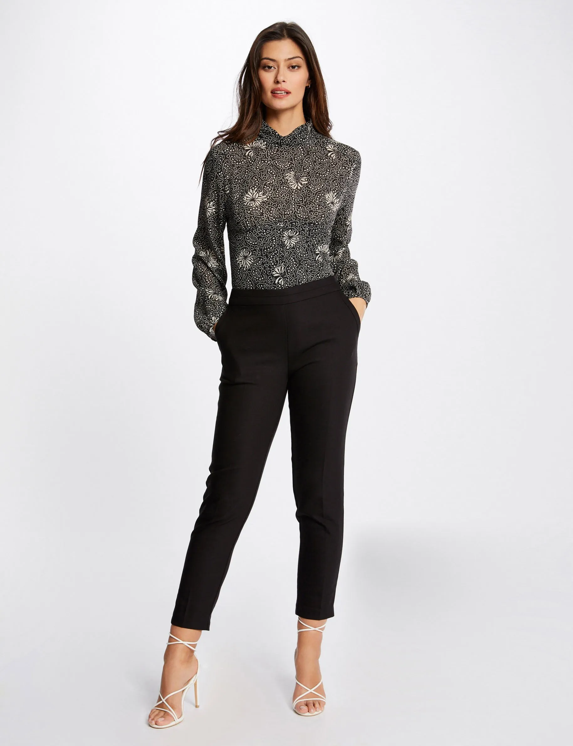 Cropped cigarette trousers black women