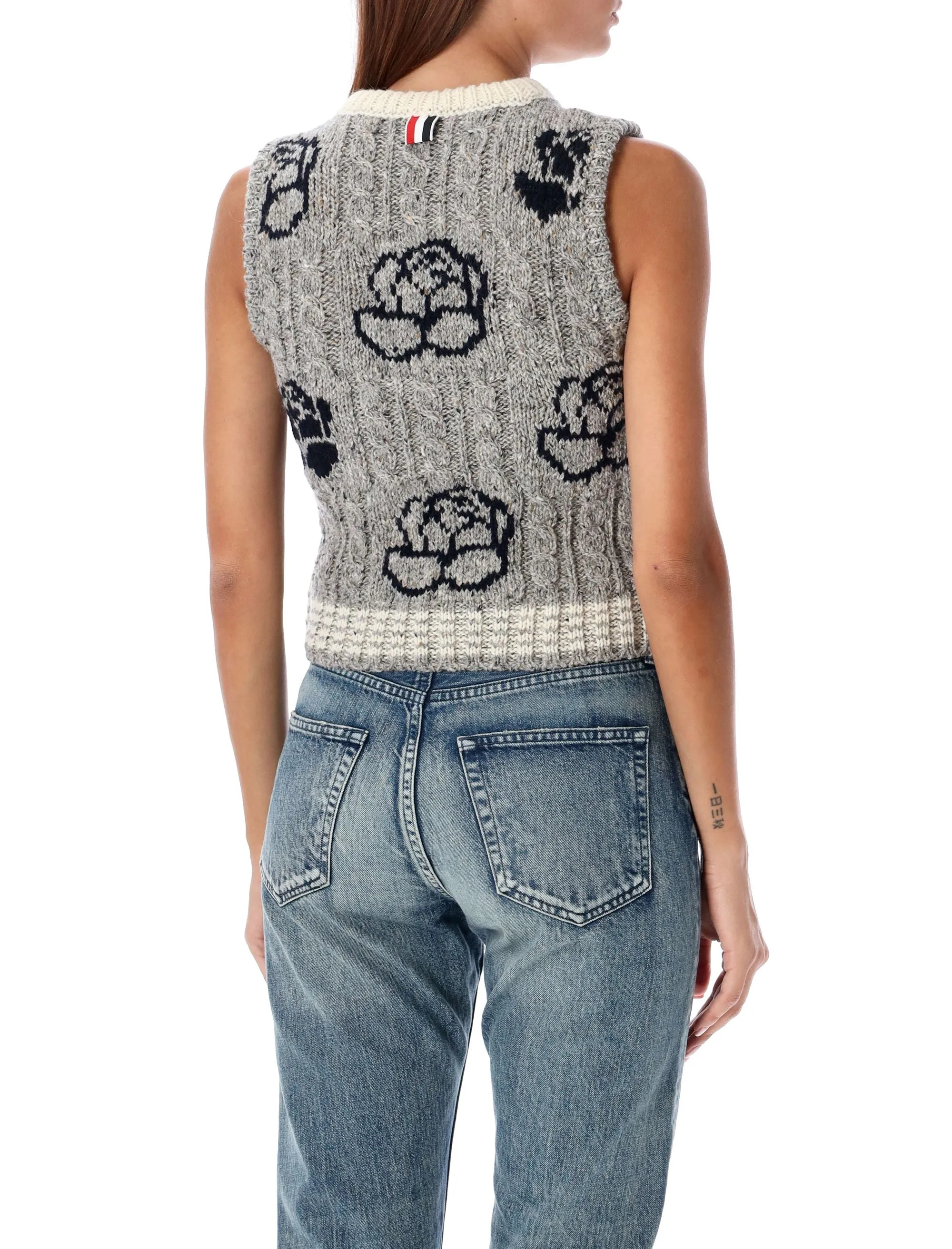 CROPPED ROSE INTARSIA KNIT