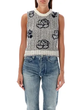 CROPPED ROSE INTARSIA KNIT