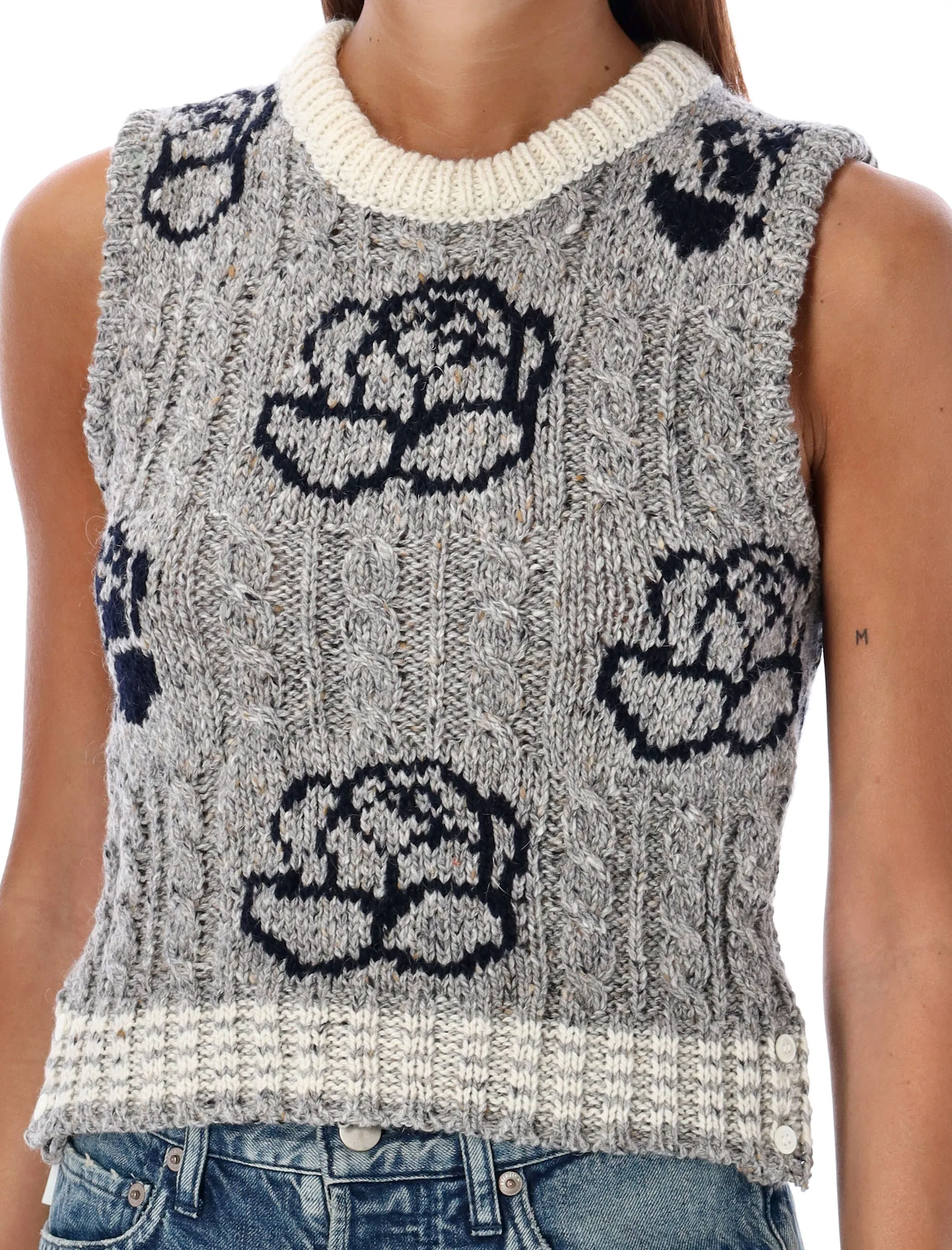 CROPPED ROSE INTARSIA KNIT