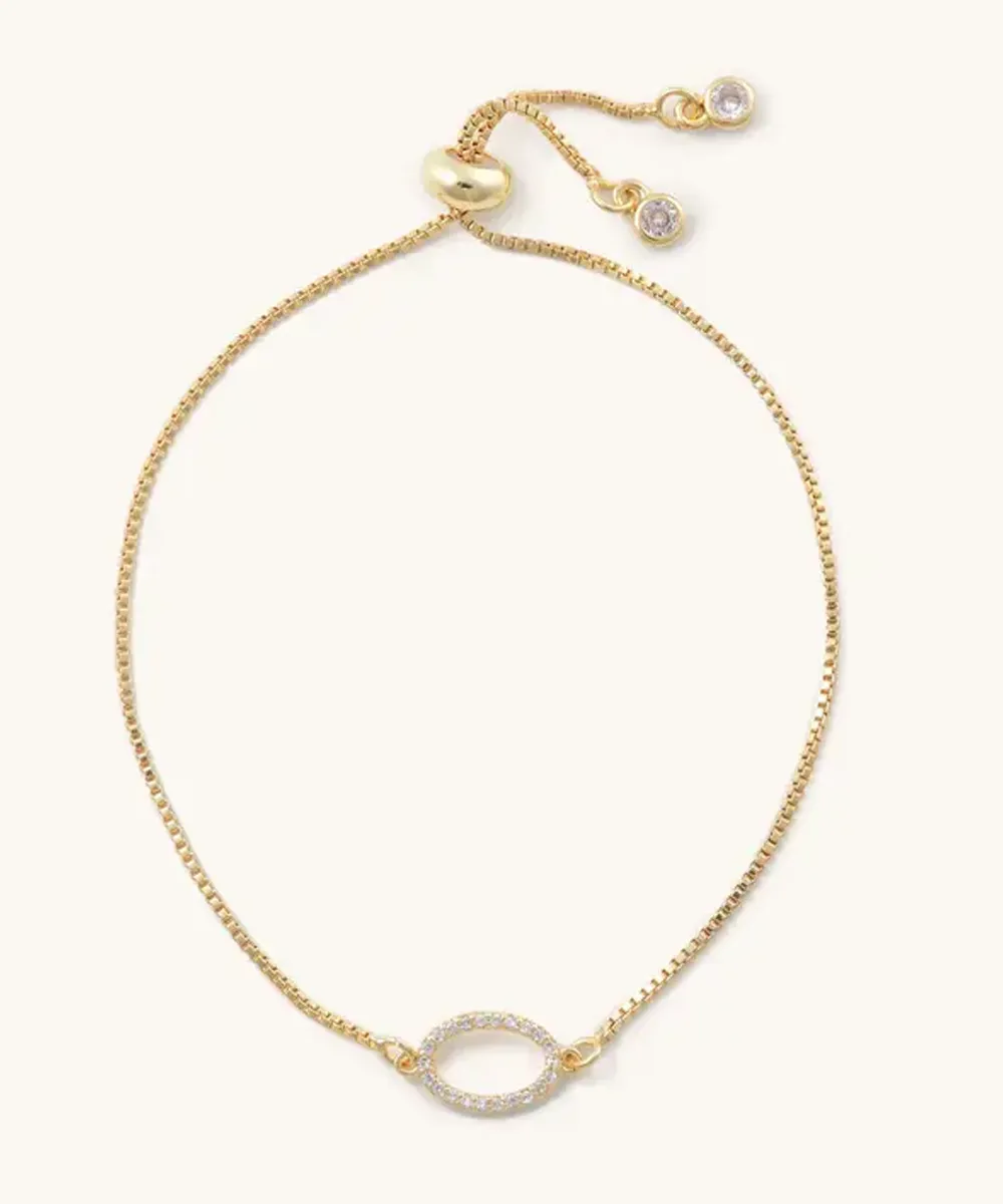 Crystal Oval Mia Golden Slider Bracelet