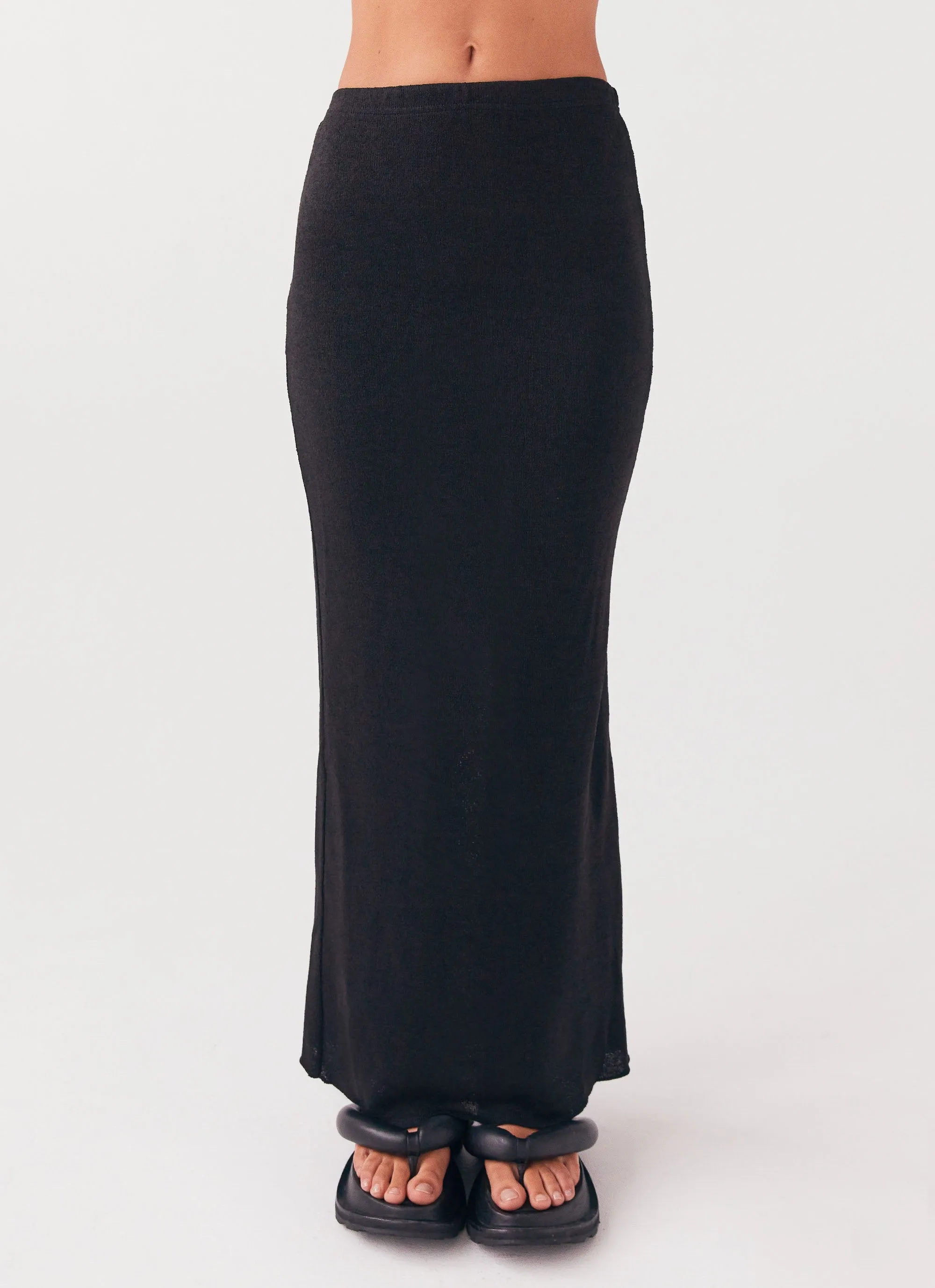 Delicate Lady Knit Maxi Skirt Black