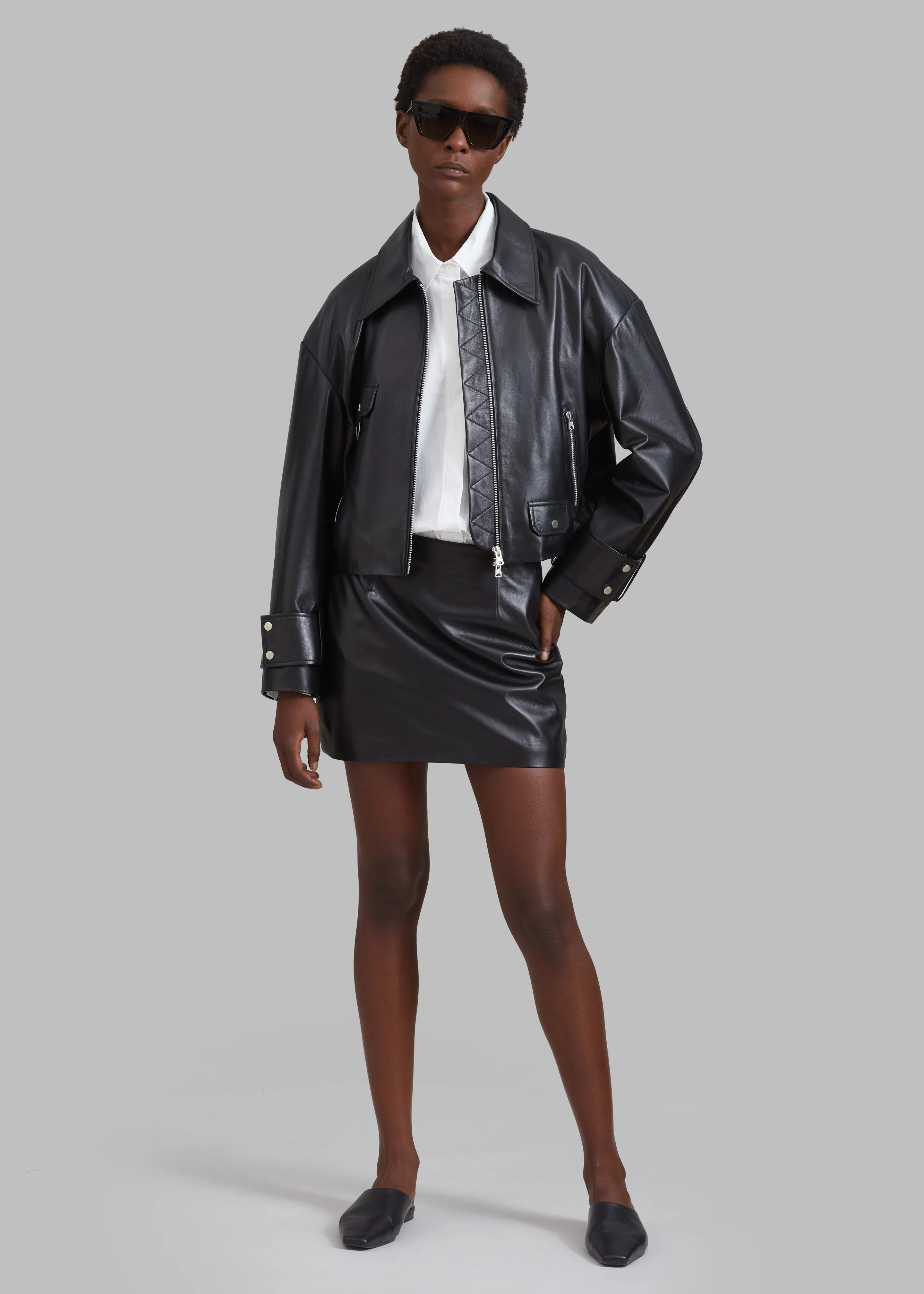 Derby Leather Mini Skirt - Black