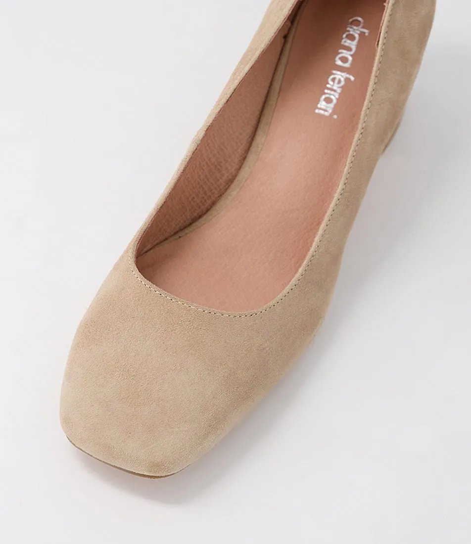 DIANA FERRARI Cloud Latte Suede Heels